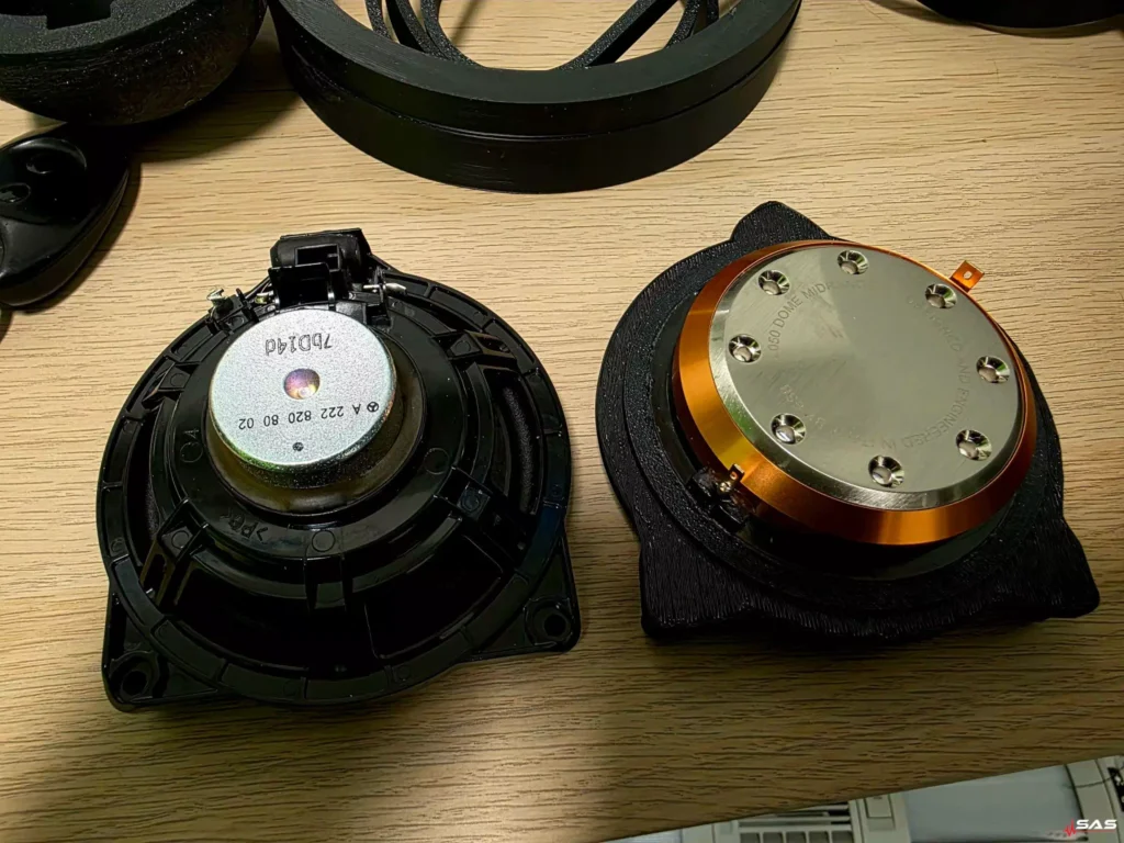 OEM Burmester vs ESB Audio – Mercedes W222 Mercedes S-Class W222 factory Burmester speaker vs ESB Audio comparison