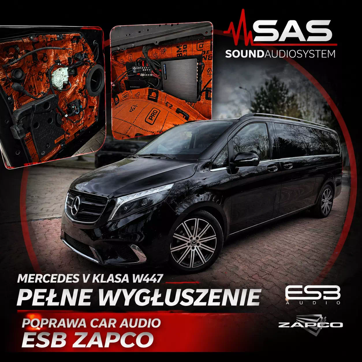 Mercedes V Klasa W447 – kompleksowe wygłuszenie Bitmat i rozbudowa car audio ESB Audio + Zapco