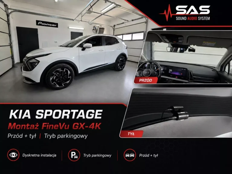 Kia Sportage – montaż wideorejestratora FineVu GX4K przód i tył z trybem parkingowym