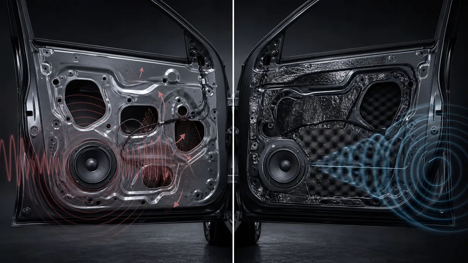 Porównanie drzwi wygłuszonych i niewygłuszonych dla car audio