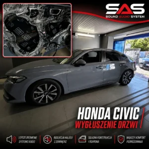 Honda Civic podczas kompleksowego wygłuszania drzwi i nadkoli
