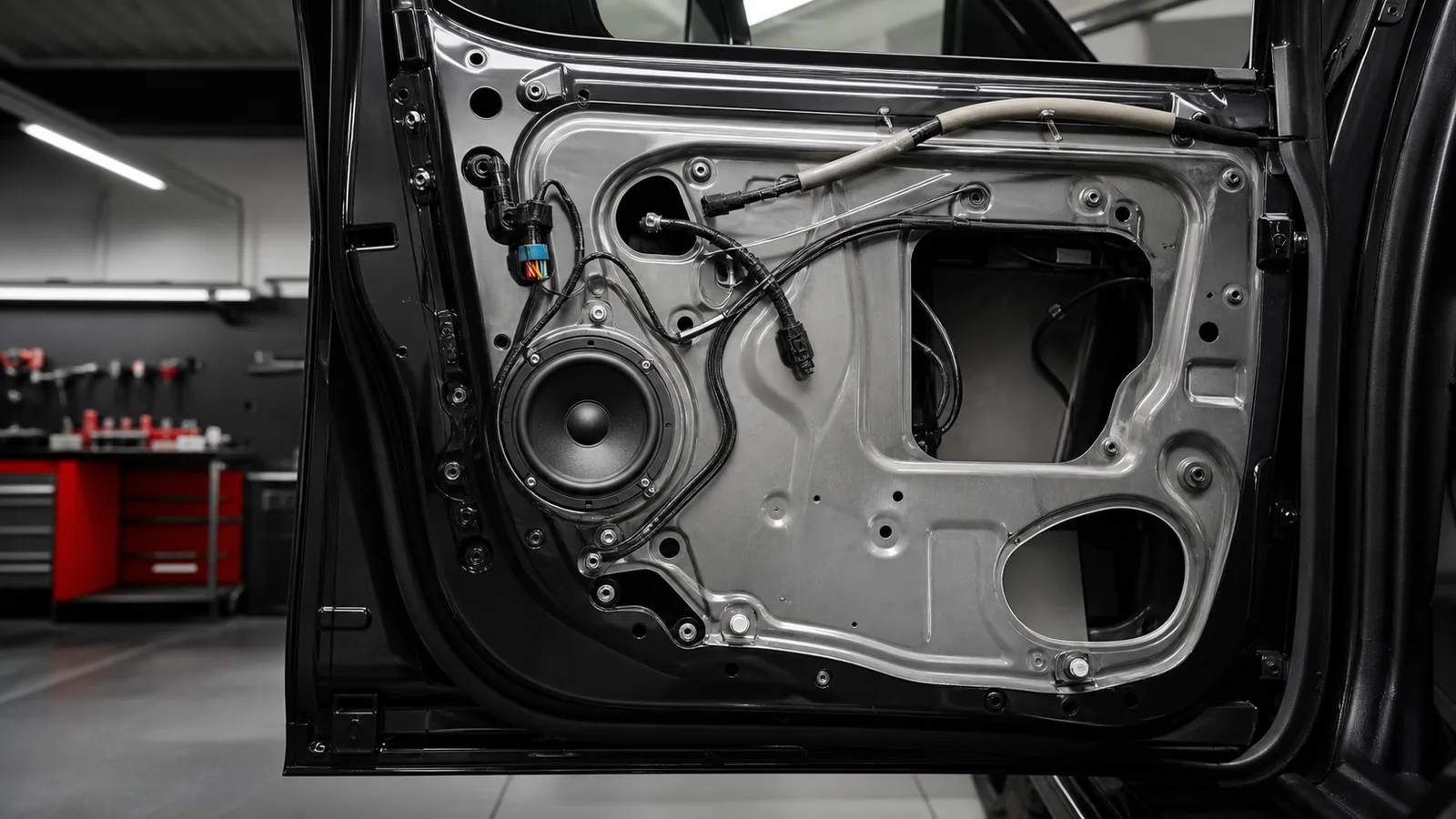 Factory speaker installed in an untreated car door