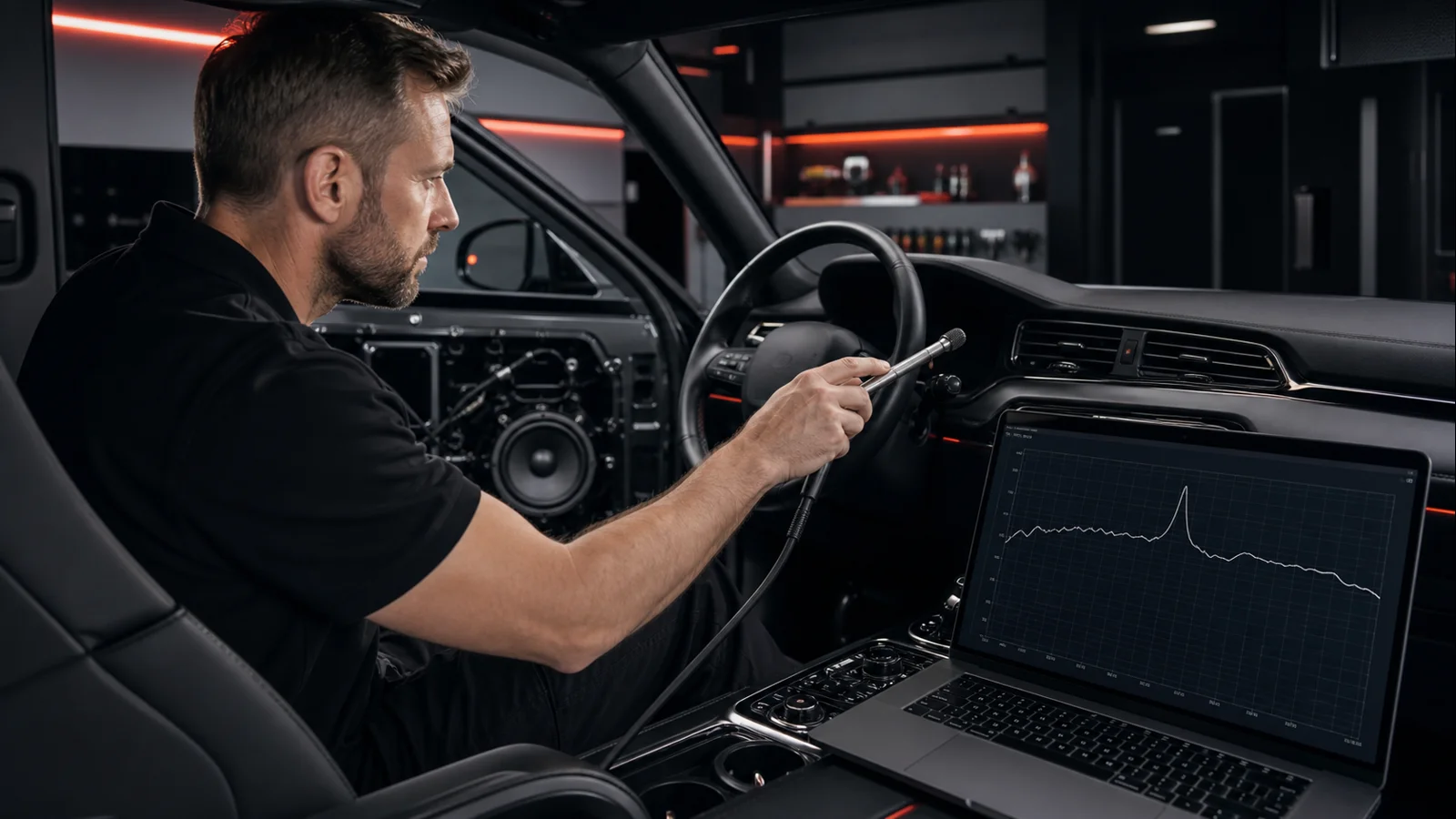Measuring a narrow bass peak inside a car