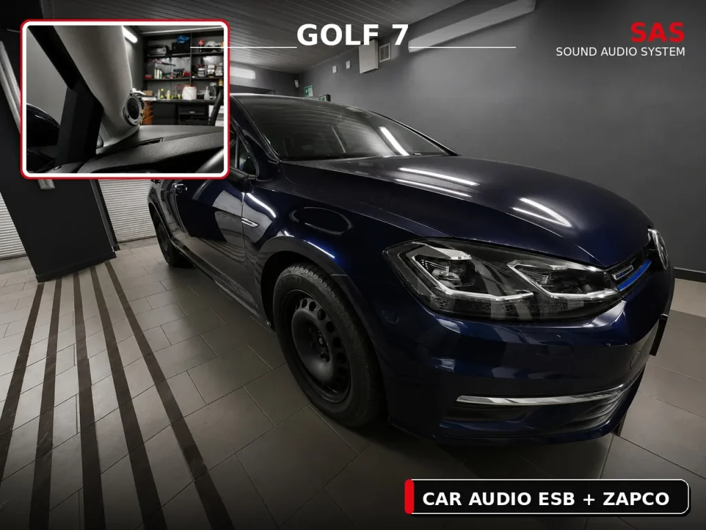 Volkswagen Golf 7 po realizacji systemu car audio ESB i Zapco